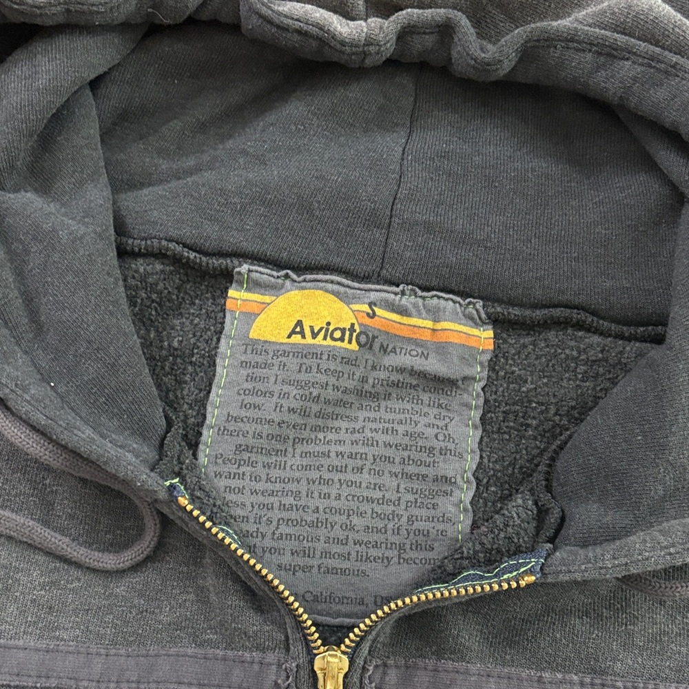 Aviator Nation Dark Gray Hoodie with White Stripes - Picture 2 of 3
